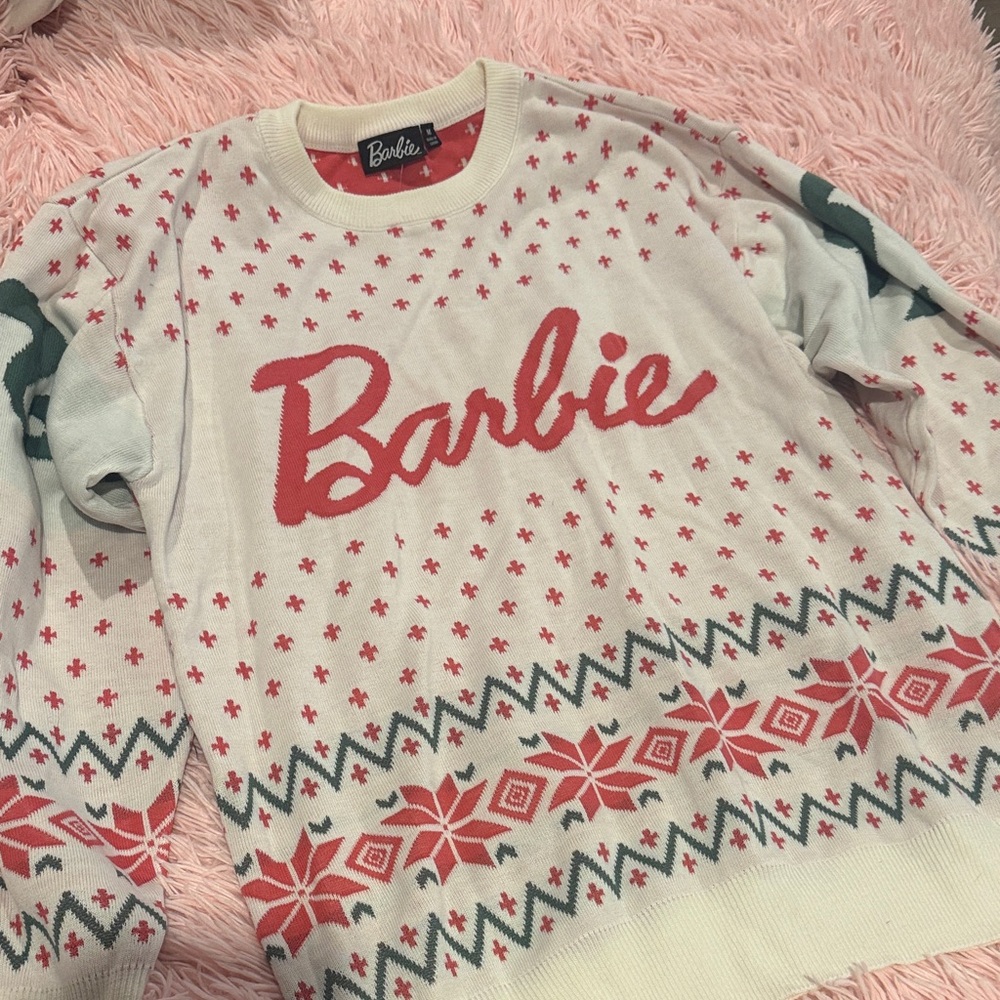 Barbie Festive Knit Sweater with Red and Green Accents